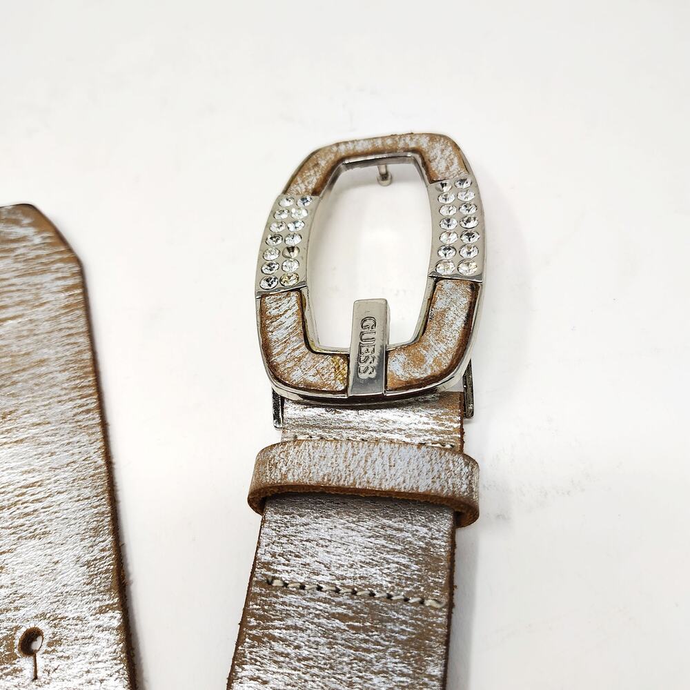 Guess Belt Medium 38 Silver Rhinestone Vintage - Picture 2 of 10